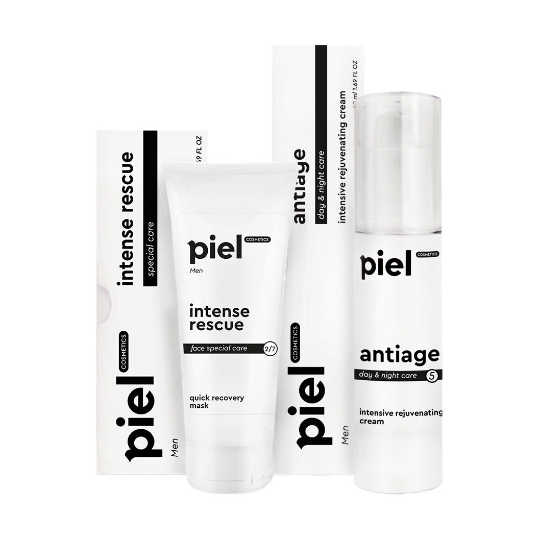 Чоловічий антивіковий комплекс для обличчя Piel Cosmetics (маска, 75 мл + крем, 50 мл)
